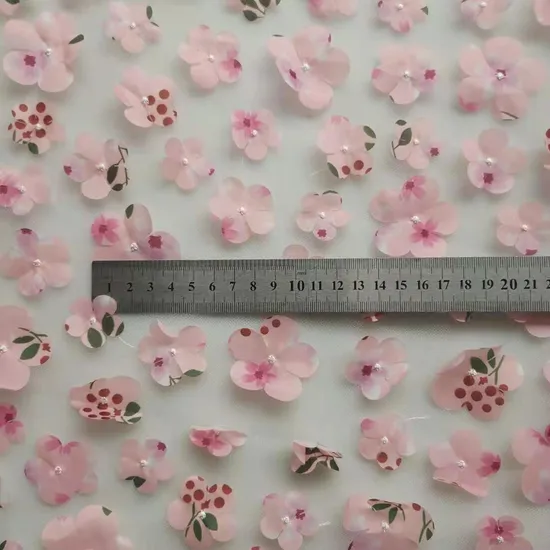 Floral Net Dress 3D Printed Flower Laser Cut Embroidery Tulle Lace Fabric